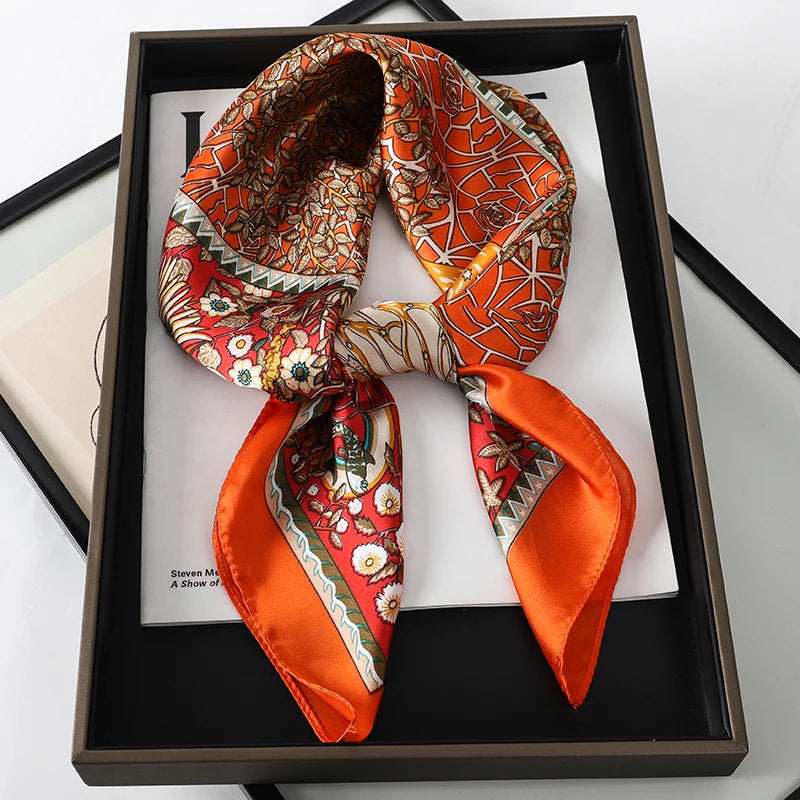 60Colors Luxury Scarf Women 70*70Cm Silk Feel Square Hair Wrapping Foulard Satin Shawl Big Size Head Bandana Hijab Handkerchief Quick Pick Grocers